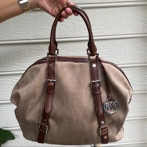 Michael Kors Tan Canvas Bag with Adjustable Sides
